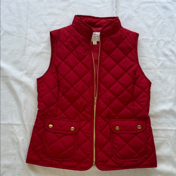 St. John's Bay Red Quilted Vest with Gold Zipper - Picture 1 of 4